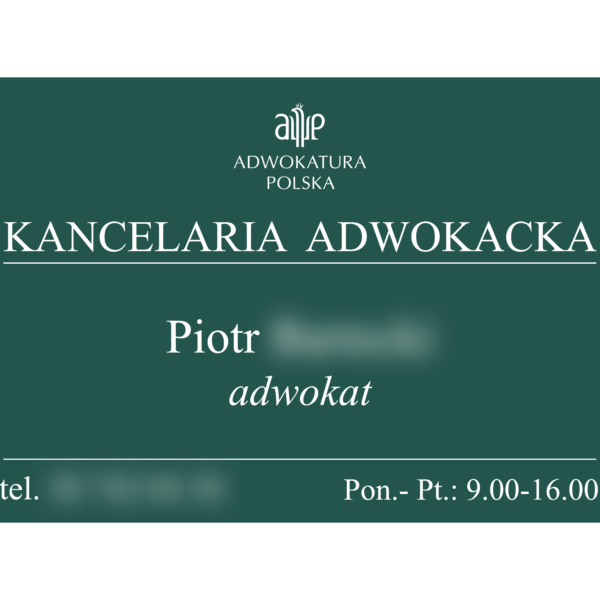 Szyld dla kancelarii adwokackiej - zielony