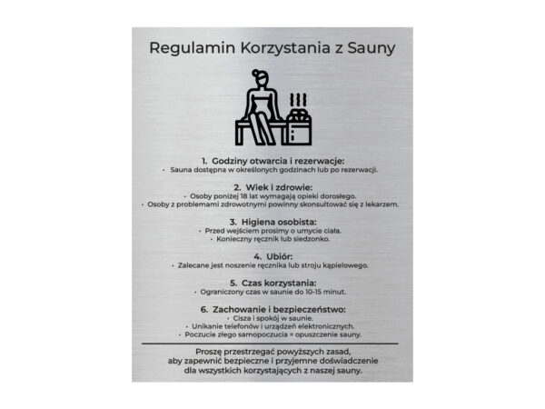 Tabliczka z regulaminem 1 Tabliczka z regulaminem 1