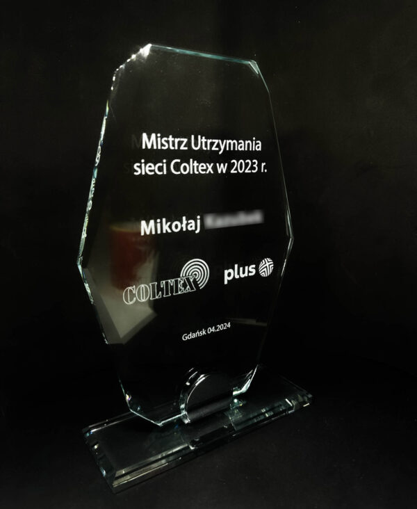 Szklana statuetka Flux z grawerem Szklana statuetka Flux z grawerem