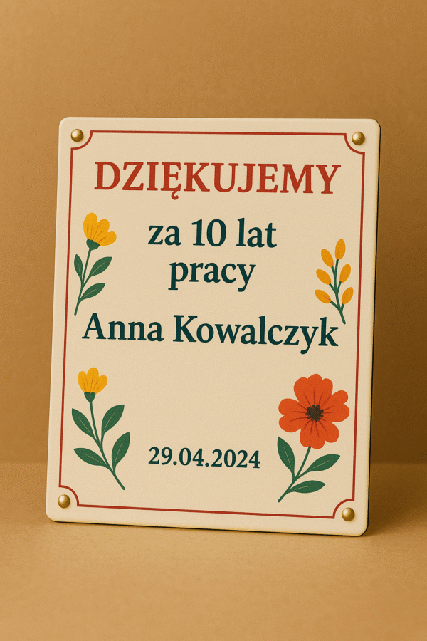 Tabliczki z podziękowaniami