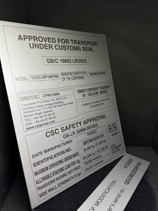 Tabliczka na kontener Zagrawerowni Tabliczka na kontener Zagrawerowni